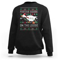 Funny Goose Ugly Christmas Sweatshirt Festive Goose On The Loose - Wonder Print Shop
