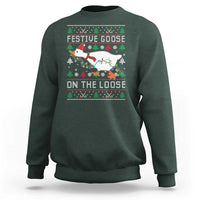 Funny Goose Ugly Christmas Sweatshirt Festive Goose On The Loose - Wonder Print Shop