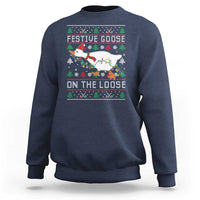 Funny Goose Ugly Christmas Sweatshirt Festive Goose On The Loose - Wonder Print Shop