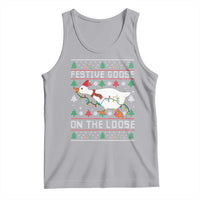 Funny Goose Ugly Christmas Tank Top Festive Goose On The Loose - Wonder Print Shop