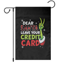 Funny Christmas Garden Flag Dear Santa Leave Your Credit Card Red Plaid Pajamas - Wonder Print Shop