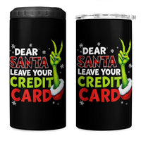 Funny Christmas 4 in 1 Can Cooler Tumbler Dear Santa Leave Your Credit Card Red Plaid Pajamas - Wonder Print Shop