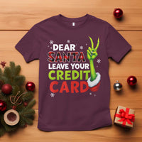 Funny Christmas T Shirt Dear Santa Leave Your Credit Card Red Plaid Pajamas - Wonder Print Shop