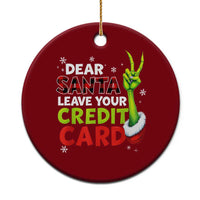 Funny Christmas Ceramic Ornament Dear Santa Leave Your Credit Card Red Plaid Pajamas - Wonder Print Shop