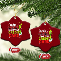 Funny Christmas Ceramic Ornament Dear Santa Leave Your Credit Card Red Plaid Pajamas - Wonder Print Shop