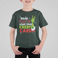 Funny Christmas T Shirt For Kid Dear Santa Leave Your Credit Card Red Plaid Pajamas - Wonder Print Shop