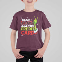 Funny Christmas T Shirt For Kid Dear Santa Leave Your Credit Card Red Plaid Pajamas - Wonder Print Shop
