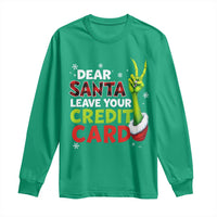 Funny Christmas Long Sleeve Shirt Dear Santa Leave Your Credit Card Red Plaid Pajamas - Wonder Print Shop