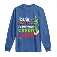 Funny Christmas Long Sleeve Shirt Dear Santa Leave Your Credit Card Red Plaid Pajamas - Wonder Print Shop