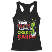 Funny Christmas Racerback Tank Top Dear Santa Leave Your Credit Card Red Plaid Pajamas - Wonder Print Shop