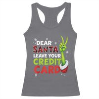Funny Christmas Racerback Tank Top Dear Santa Leave Your Credit Card Red Plaid Pajamas - Wonder Print Shop
