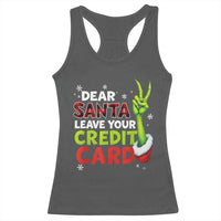 Funny Christmas Racerback Tank Top Dear Santa Leave Your Credit Card Red Plaid Pajamas - Wonder Print Shop