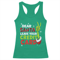 Funny Christmas Racerback Tank Top Dear Santa Leave Your Credit Card Red Plaid Pajamas - Wonder Print Shop