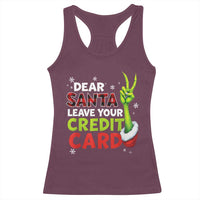 Funny Christmas Racerback Tank Top Dear Santa Leave Your Credit Card Red Plaid Pajamas - Wonder Print Shop