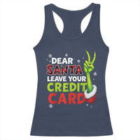 Funny Christmas Racerback Tank Top Dear Santa Leave Your Credit Card Red Plaid Pajamas - Wonder Print Shop