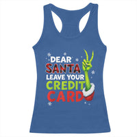 Funny Christmas Racerback Tank Top Dear Santa Leave Your Credit Card Red Plaid Pajamas - Wonder Print Shop