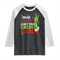 Funny Christmas Raglan Shirt Dear Santa Leave Your Credit Card Red Plaid Pajamas - Wonder Print Shop