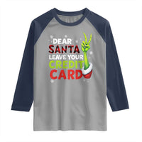 Funny Christmas Raglan Shirt Dear Santa Leave Your Credit Card Red Plaid Pajamas - Wonder Print Shop