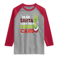 Funny Christmas Raglan Shirt Dear Santa Leave Your Credit Card Red Plaid Pajamas - Wonder Print Shop