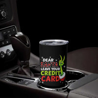 Funny Christmas Tumbler Cup Dear Santa Leave Your Credit Card Red Plaid Pajamas - Wonder Print Shop