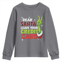 Funny Christmas Youth Sweatshirt Dear Santa Leave Your Credit Card Red Plaid Pajamas - Wonder Print Shop