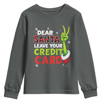 Funny Christmas Youth Sweatshirt Dear Santa Leave Your Credit Card Red Plaid Pajamas - Wonder Print Shop