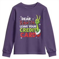 Funny Christmas Youth Sweatshirt Dear Santa Leave Your Credit Card Red Plaid Pajamas - Wonder Print Shop