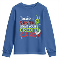 Funny Christmas Youth Sweatshirt Dear Santa Leave Your Credit Card Red Plaid Pajamas - Wonder Print Shop