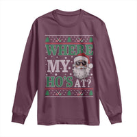 Where's My Ho At Matching Ugly Christmas Long Sleeve Shirt Santa Funny Couples - Wonder Print Shop