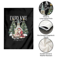 Every Knee Shall Bow Garden Flag Nativity Scene Santa and Baby Jesus Christmas - Wonder Print Shop