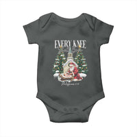 Every Knee Shall Bow Baby Onesie Nativity Scene Santa and Baby Jesus Christmas - Wonder Print Shop