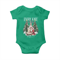 Every Knee Shall Bow Baby Onesie Nativity Scene Santa and Baby Jesus Christmas - Wonder Print Shop