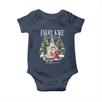 Every Knee Shall Bow Baby Onesie Nativity Scene Santa and Baby Jesus Christmas - Wonder Print Shop