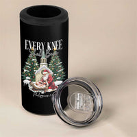 Every Knee Shall Bow 4 in 1 Can Cooler Tumbler Nativity Scene Santa and Baby Jesus Christmas - Wonder Print Shop