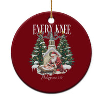 Every Knee Shall Bow Ceramic Ornament Nativity Scene Santa and Baby Jesus Christmas - Wonder Print Shop