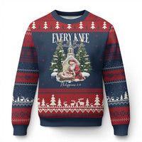 Every Knee Shall Bow Ugly Christmas Sweater Nativity Scene Santa and Baby Jesus Xmas - Wonder Print Shop