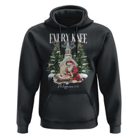 Every Knee Shall Bow Hoodie Nativity Scene Santa and Baby Jesus Christmas - Wonder Print Shop