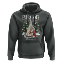 Every Knee Shall Bow Hoodie Nativity Scene Santa and Baby Jesus Christmas - Wonder Print Shop