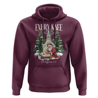 Every Knee Shall Bow Hoodie Nativity Scene Santa and Baby Jesus Christmas - Wonder Print Shop