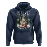 Every Knee Shall Bow Hoodie Nativity Scene Santa and Baby Jesus Christmas - Wonder Print Shop