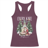Every Knee Shall Bow Racerback Tank Top Nativity Scene Santa and Baby Jesus Christmas - Wonder Print Shop