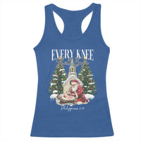 Every Knee Shall Bow Racerback Tank Top Nativity Scene Santa and Baby Jesus Christmas - Wonder Print Shop