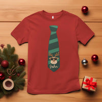 Personalized Funny Christmas T Shirt Tie With Reindeer For Family Matching Custom Name Ugly Gift - Wonder Print Shop
