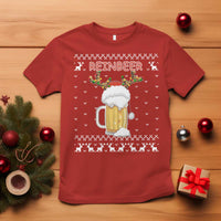 Christmas Couple Matching T Shirt Funny Winedeer Reinbeer Matching Ugly Sweaters Beer - Wonder Print Shop