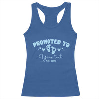 Personalized Gender Reveal Racerback Tank Top Custom Text Baby Boy Reveal Blue Family Matching