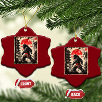 Samurai Bigfoot Ceramic Ornament Japanese Vintage Sasquatch Graphic Ukiyo-e Art Funny - Wonder Print Shop