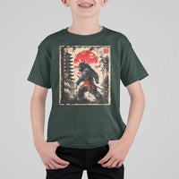 Samurai Bigfoot T Shirt For Kid Japanese Vintage Sasquatch Graphic Ukiyo-e Art Funny - Wonder Print Shop