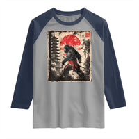 Samurai Bigfoot Raglan Shirt Japanese Vintage Sasquatch Graphic Ukiyo-e Art Funny - Wonder Print Shop