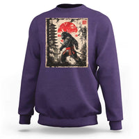 Samurai Bigfoot Sweatshirt Japanese Vintage Sasquatch Graphic Ukiyo-e Art Funny - Wonder Print Shop