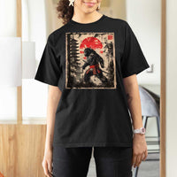 Samurai Bigfoot T Shirt For Women Japanese Vintage Sasquatch Graphic Ukiyo-e Art Funny - Wonder Print Shop